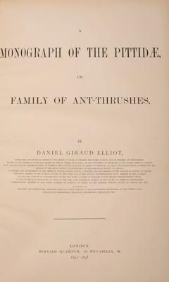  Daniel Giraud ELLIOT A monograph of the pittidae or family of ant thrushes by Daniel Giraud ELLIOT - 3454388