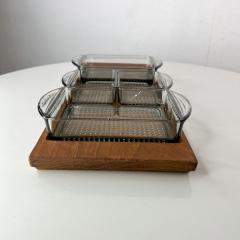  Dansk 1960s Denmark Serving Snack Tray Set Teak Glass L thje Wood Denmark 1 - 2837474