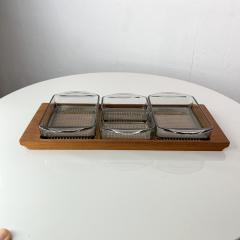  Dansk 1960s Denmark Serving Snack Tray Set Teak Glass L thje Wood Denmark 1 - 2837479