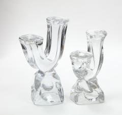 Daum 1960s Daum France Two Arm Crystal Candleholders - 2350971