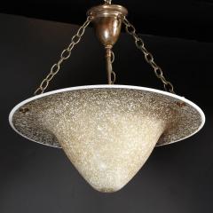  Daum Daum Nancy Art Deco Basin Form Acid Etched Green Gold White Glass Pendant signed Daum - 4719734