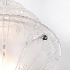  Daum Daum Nancy Art Deco Molded Frosted Glass Pendant Relief Detailed Chandelier signed Daum - 3998170