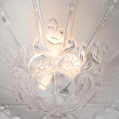  Daum Daum Nancy Art Deco Molded Frosted Glass Pendant Relief Detailed Chandelier signed Daum - 3998225