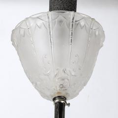  Daum Daum Nancy Art Deco Molded Frosted Glass Pendant Relief Detailed Chandelier signed Daum - 3998235