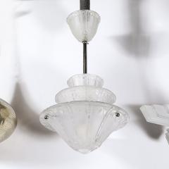  Daum Daum Nancy Art Deco Molded Frosted Glass Pendant Relief Detailed Chandelier signed Daum - 3998242