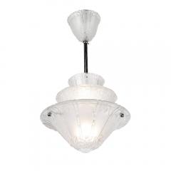  Daum Daum Nancy Art Deco Molded Frosted Glass Pendant Relief Detailed Chandelier signed Daum - 3998290