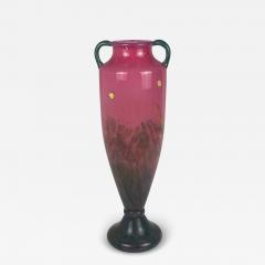  Daum Daum Nancy Art Deco Pink Glass Vase by Daum French Art Glass Gold Accents 1925 - 4747233