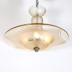  Daum Daum Nancy Art Deco Signed Daum Frosted Rose Hue Saucer Form Pendant Chandelier - 4792494