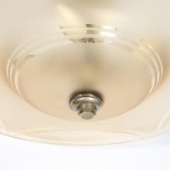  Daum Daum Nancy Art Deco Signed Daum Frosted Rose Hue Saucer Form Pendant Chandelier - 4792497