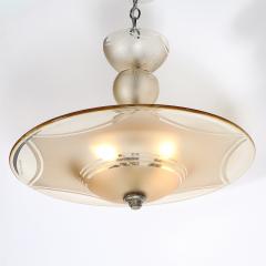  Daum Daum Nancy Art Deco Signed Daum Frosted Rose Hue Saucer Form Pendant Chandelier - 4792502