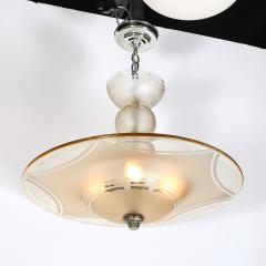  Daum Daum Nancy Art Deco Signed Daum Frosted Rose Hue Saucer Form Pendant Chandelier - 4792531