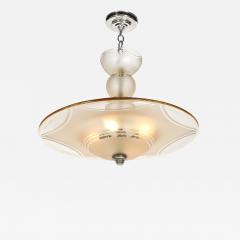  Daum Daum Nancy Art Deco Signed Daum Frosted Rose Hue Saucer Form Pendant Chandelier - 4792978