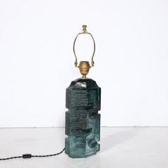  Daum Daum Nancy Brutalist Smoked Aquamarine Crystal Argos Table Lamp by Baldiccini Signed Daum - 4233432