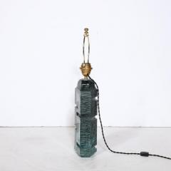  Daum Daum Nancy Brutalist Smoked Aquamarine Crystal Argos Table Lamp by Baldiccini Signed Daum - 4233436