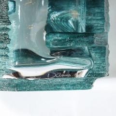  Daum Daum Nancy Brutalist Smoked Aquamarine Crystal Argos Table Lamp by Baldiccini Signed Daum - 4233437