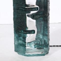 Daum Daum Nancy Brutalist Smoked Aquamarine Crystal Argos Table Lamp by Baldiccini Signed Daum - 4233438