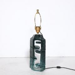  Daum Daum Nancy Brutalist Smoked Aquamarine Crystal Argos Table Lamp by Baldiccini Signed Daum - 4233439