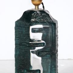  Daum Daum Nancy Brutalist Smoked Aquamarine Crystal Argos Table Lamp by Baldiccini Signed Daum - 4233443