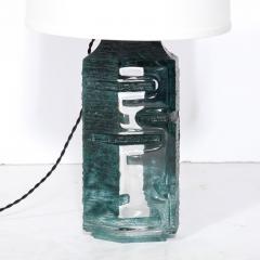  Daum Daum Nancy Brutalist Smoked Aquamarine Crystal Argos Table Lamp by Baldiccini Signed Daum - 4233449