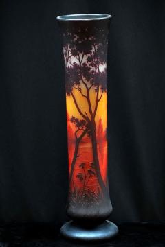  Daum Daum Nancy Daum Nancy Cameo Glass Footed Scenic Vase - 4295221