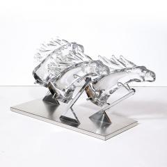  Daum Daum Nancy Mid Century 3 Horse Grand Prix Glass Sculpture on Aluminum Base 165 200 by Daum - 3752072