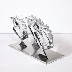  Daum Daum Nancy Mid Century 3 Horse Grand Prix Glass Sculpture on Aluminum Base 165 200 by Daum - 3752074