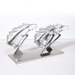  Daum Daum Nancy Mid Century 3 Horse Grand Prix Glass Sculpture on Aluminum Base 165 200 by Daum - 3752075