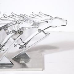  Daum Daum Nancy Mid Century 3 Horse Grand Prix Glass Sculpture on Aluminum Base 165 200 by Daum - 3752076