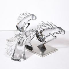  Daum Daum Nancy Mid Century 3 Horse Grand Prix Glass Sculpture on Aluminum Base 165 200 by Daum - 3752101