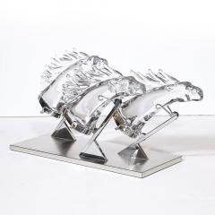  Daum Daum Nancy Mid Century 3 Horse Grand Prix Glass Sculpture on Aluminum Base 165 200 by Daum - 3752103