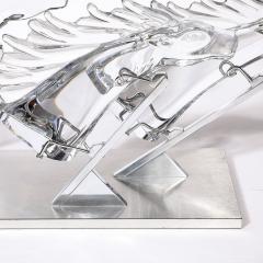  Daum Daum Nancy Mid Century 3 Horse Grand Prix Glass Sculpture on Aluminum Base 165 200 by Daum - 3752104