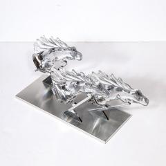  Daum Daum Nancy Mid Century 3 Horse Grand Prix Glass Sculpture on Aluminum Base 165 200 by Daum - 3752105