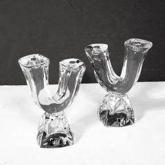  Daum Daum Nancy Pair of Mid Century Modernist Sculptural Crystal Candelabras signed Daum - 3276164