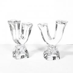 Daum Daum Nancy Pair of Mid Century Modernist Sculptural Crystal Candelabras signed Daum - 3276196