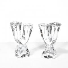  Daum Daum Nancy Pair of Mid Century Modernist Sculptural Crystal Candelabras signed Daum - 3276197