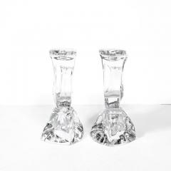  Daum Daum Nancy Pair of Mid Century Modernist Sculptural Crystal Candelabras signed Daum - 3276200