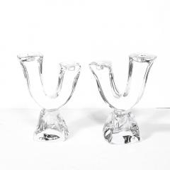  Daum Daum Nancy Pair of Mid Century Modernist Sculptural Crystal Candelabras signed Daum - 4162011