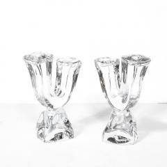  Daum Daum Nancy Pair of Mid Century Modernist Sculptural Crystal Candelabras signed Daum - 4162012