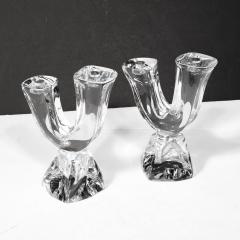  Daum Daum Nancy Pair of Mid Century Modernist Sculptural Crystal Candelabras signed Daum - 4162014