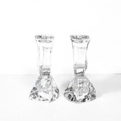  Daum Daum Nancy Pair of Mid Century Modernist Sculptural Crystal Candelabras signed Daum - 4162017