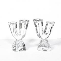  Daum Daum Nancy Pair of Mid Century Modernist Sculptural Crystal Candelabras signed Daum - 4162018