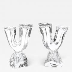  Daum Daum Nancy Pair of Mid Century Modernist Sculptural Crystal Candelabras signed Daum - 4164717