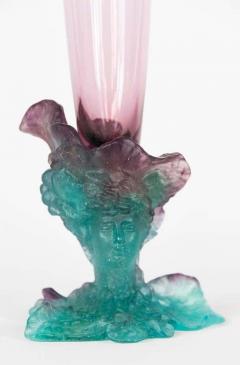  Daum Daum Nancy Tall French Daum Bacchus Green Amethyst Vase P t de Verre - 3166734