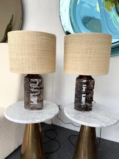  Daum Pair of Tan Crystal Argos Lamps by C sar for Daum France 1970s - 2564123