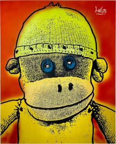  Dave Wilcox Original Dave Wilcox Oil Painting of a Sock Monkey - 3208569