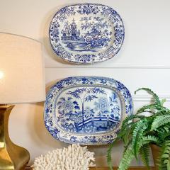  Davenport Pair of 19th Century Large Blue and White China Serving Plates - 3042299
