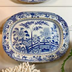  Davenport Pair of 19th Century Large Blue and White China Serving Plates - 3042300