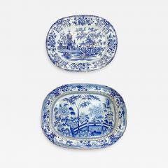  Davenport Pair of 19th Century Large Blue and White China Serving Plates - 3047556