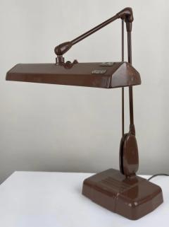  Dazor Mid Century Industrial Floating Brown Metal Desk Lamp by Dazor Signed - 3519481