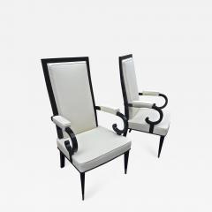  De Coene De Coene Majestuous High Back Pair Black Lacquered Arm Chairs - 617216